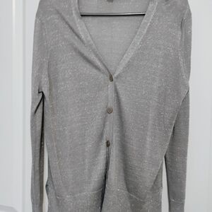 Joe Fresh Silver Metallic Knit Cardigan